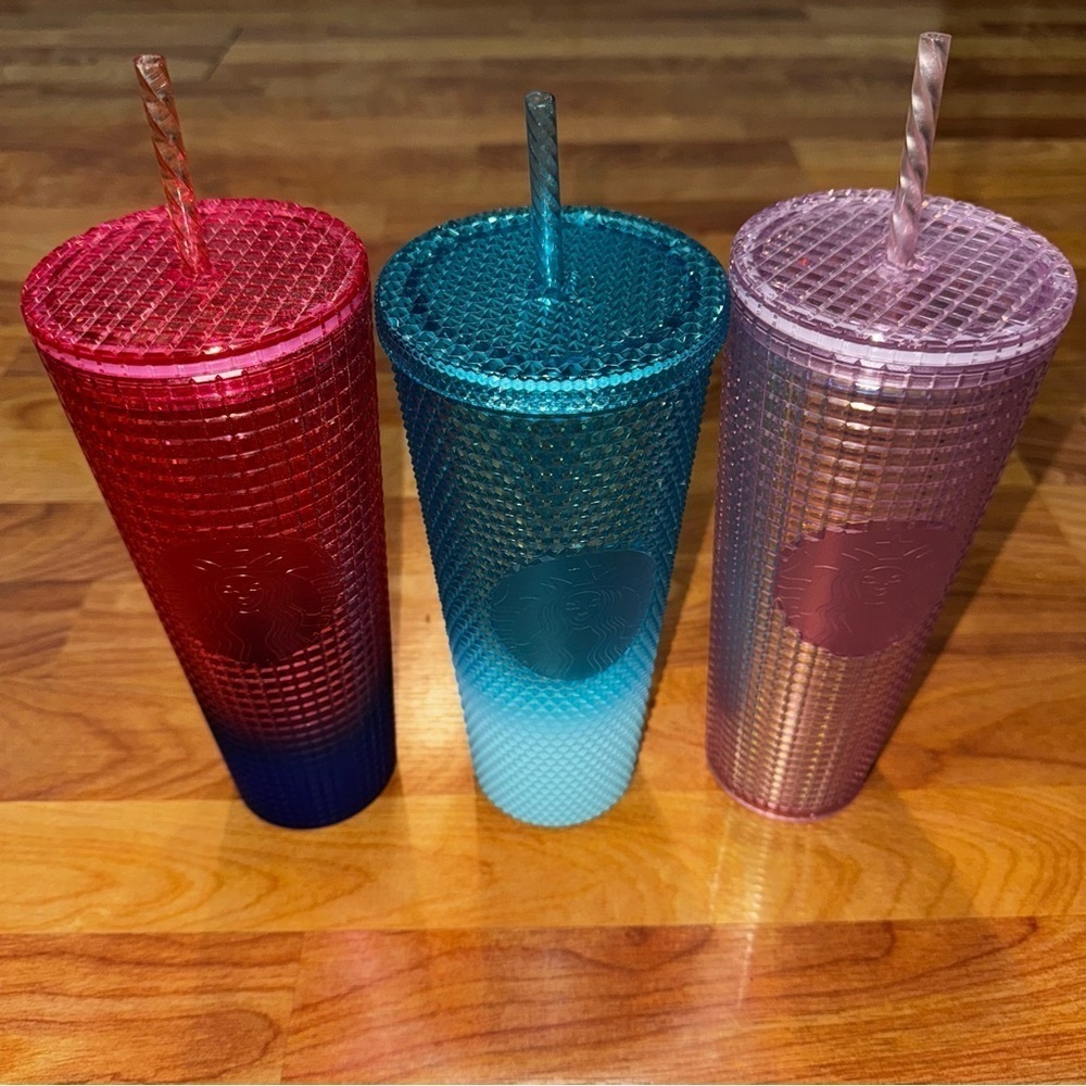 Starbucks 24 oz Glacier Blue Studded Ombre Gradient Tumbler Venti + 2 Others!